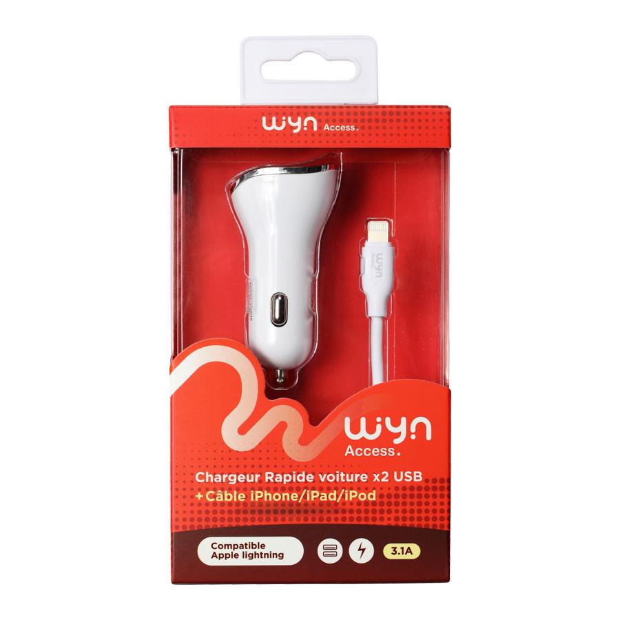 CHARGEUR ALLUME CIGARE + CABLE LIGHTNING_pack