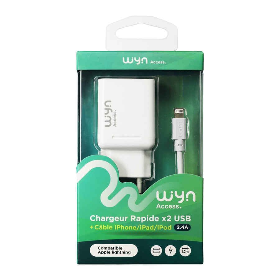 CHARGEUR + CABLE LIGHTNING_pack